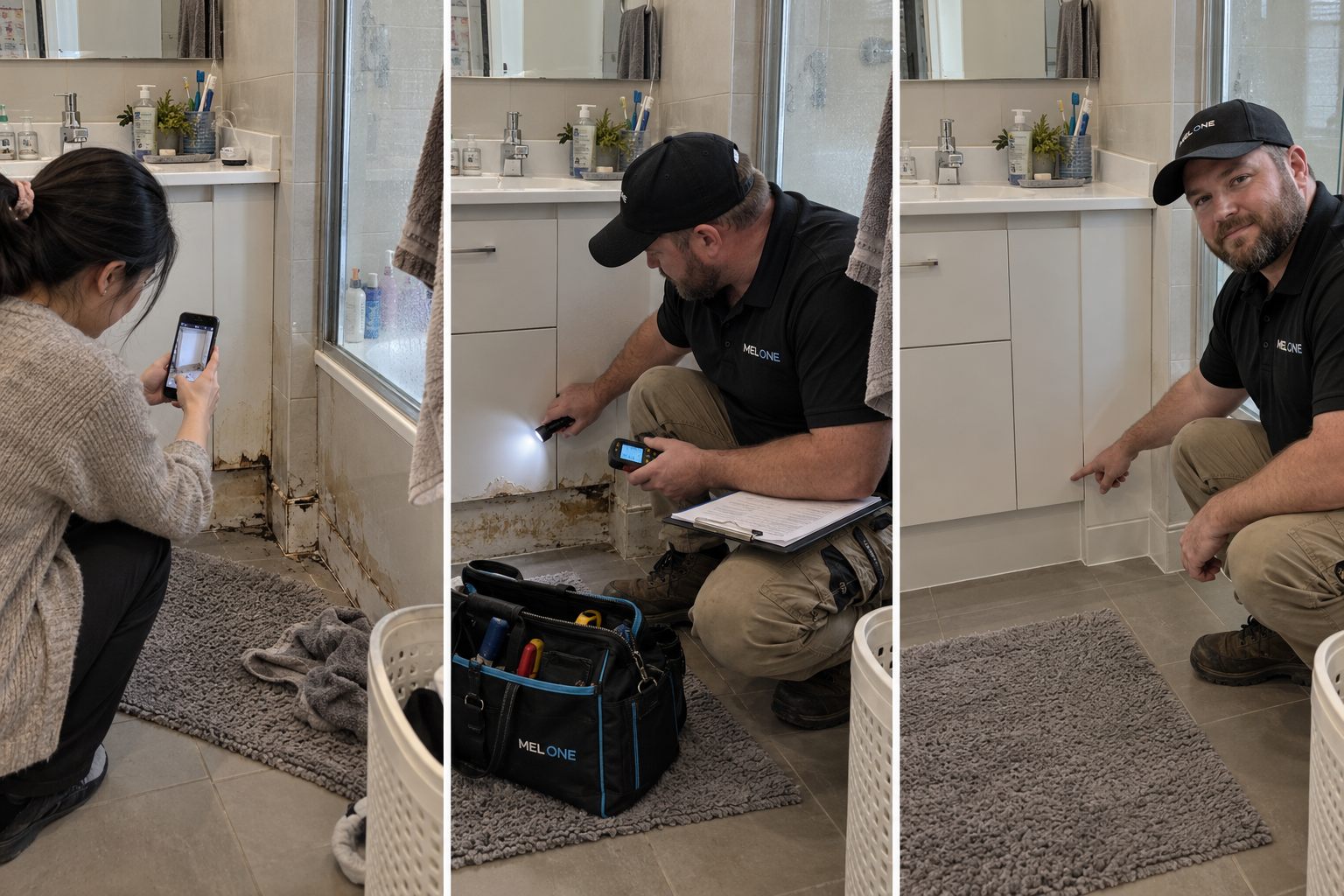 Bathroom moisture assessment, investigation and finished wet-area repair sequence