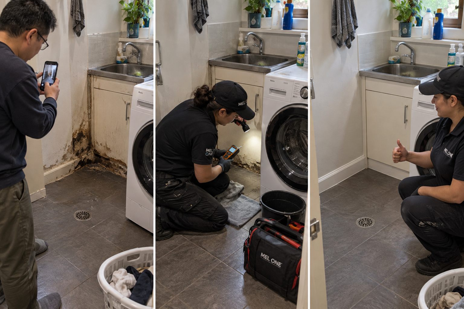Laundry moisture assessment, investigation and finished floor area