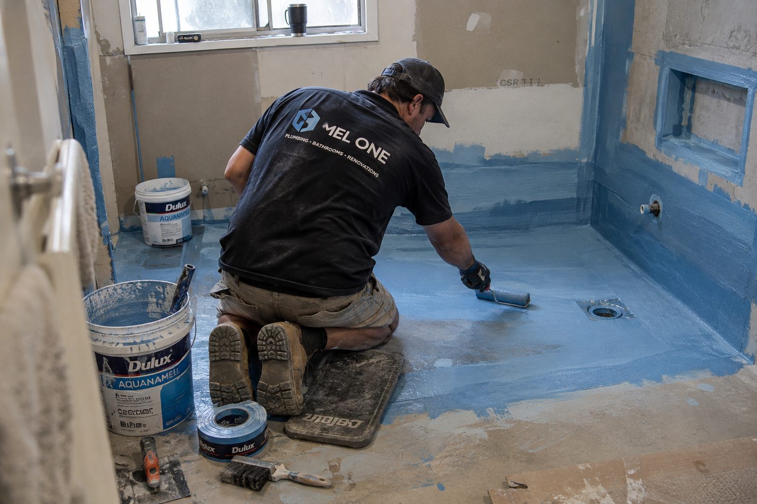 Bathroom waterproofing membrane application by MEL ONE